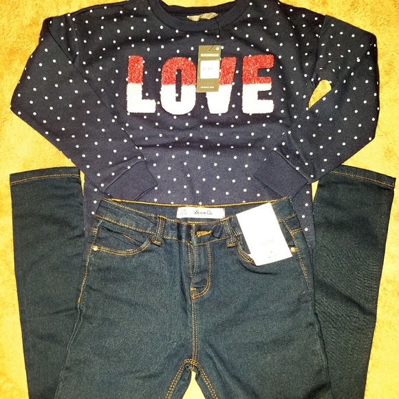 Girls Spring Sweaters & Jean Bundle - Picture 3 of 4